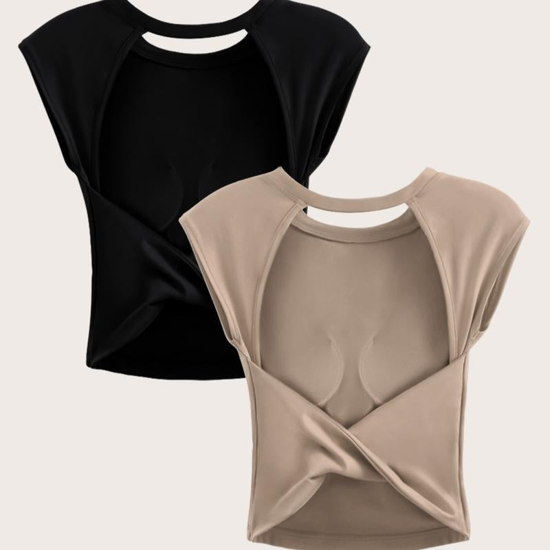 Women'S Cut-Out Open Back Sports Tank Top - Seamless Vest with Built-In Chest Padding & Four-Way Stretch Fabric for Yoga Gym Activewear Fitness Gymwear