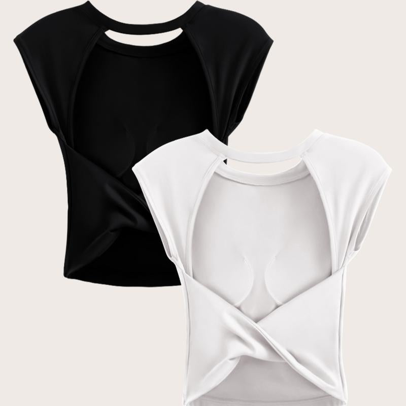 Women'S Cut-Out Open Back Sports Tank Top - Seamless Vest with Built-In Chest Padding & Four-Way Stretch Fabric for Yoga Gym Activewear Fitness Gymwear