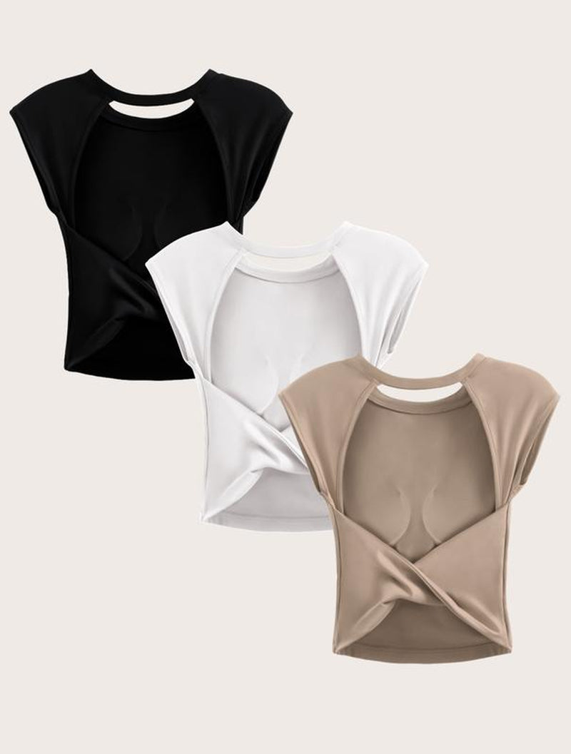 Women'S Cut-Out Open Back Sports Tank Top - Seamless Vest with Built-In Chest Padding & Four-Way Stretch Fabric for Yoga Gym Activewear Fitness Gymwear