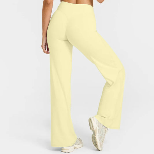 Straight-Leg Pants Ultra Soft Butter Fabric Women'S Mid-Waist Yoga Pants GYM Naked Feel Pilates Running Sport Trousers